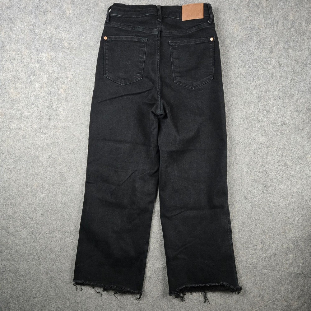 Judy Blue Wide Crop Jeans Womens 7/28 Black Raw Hem High Rise Stretch Denim - Picture 6 of 12